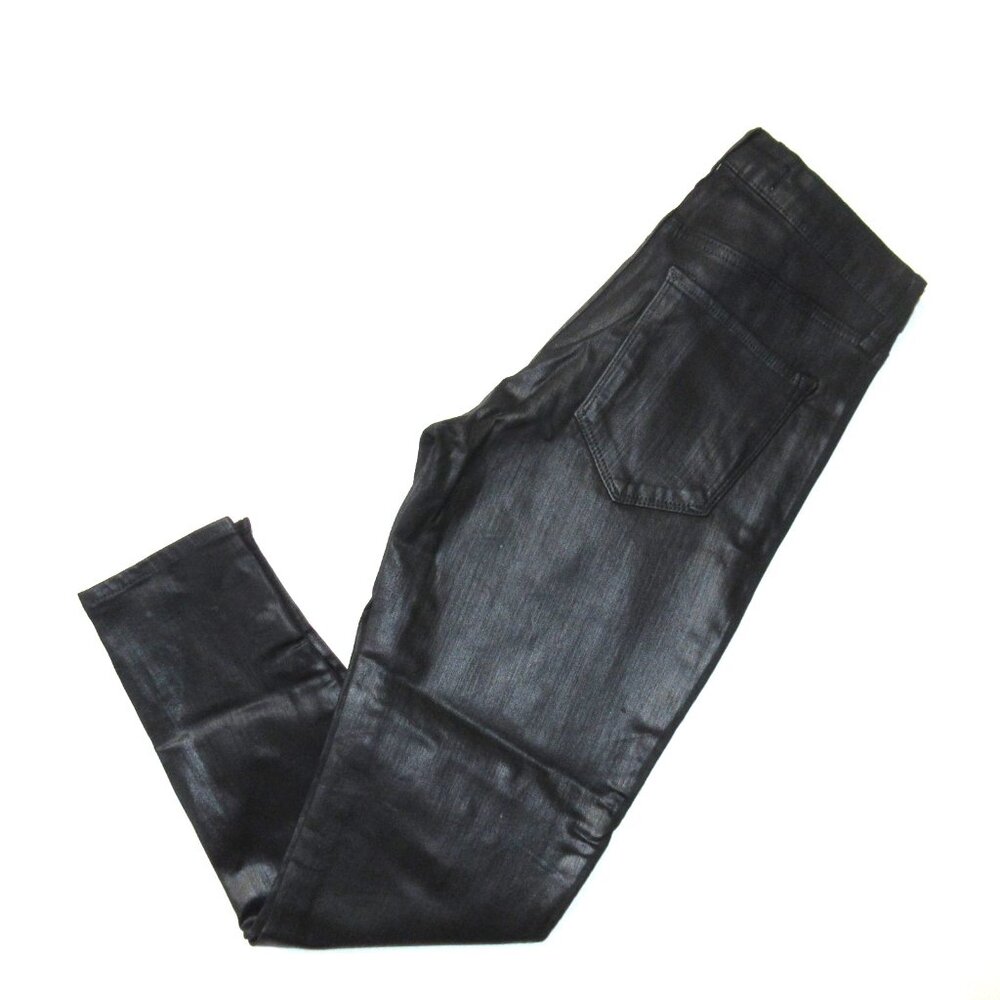 NWT GAP 1969 Inner Cozy Legging in Black Orbit Coated Side Snap Stretch Jeans 27 - Picture 6 of 11